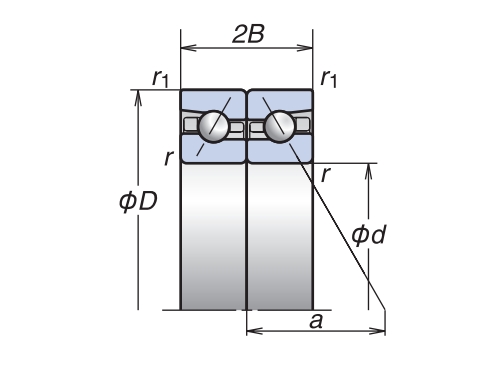 角接觸球軸承，品牌：NSK，尺寸圖1