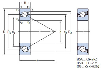 角接觸球軸承，品牌：SKF，尺寸圖1